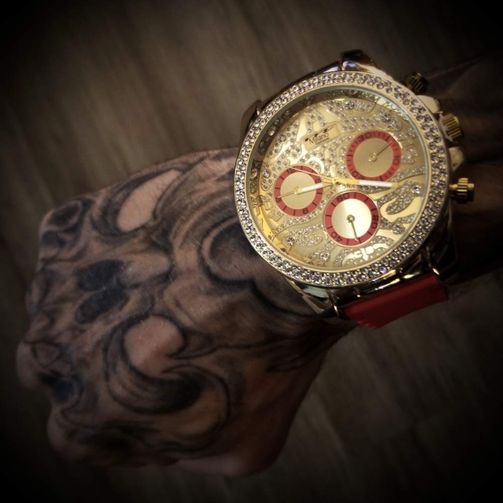 53MM Milano Expressions Iced Out Silicon Band/ Alloy Watch *Discontinued*